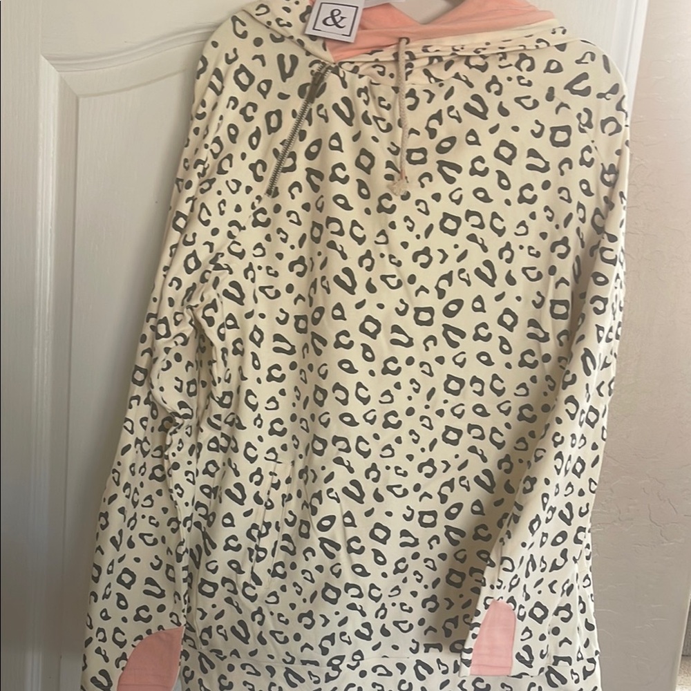 AMPERSAND AVE Pink and Black Cowl Neck Sweater